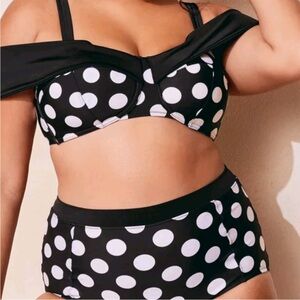 Adore Me Baylie Polka Dot Bikini Top Black and White Plus Size 1X